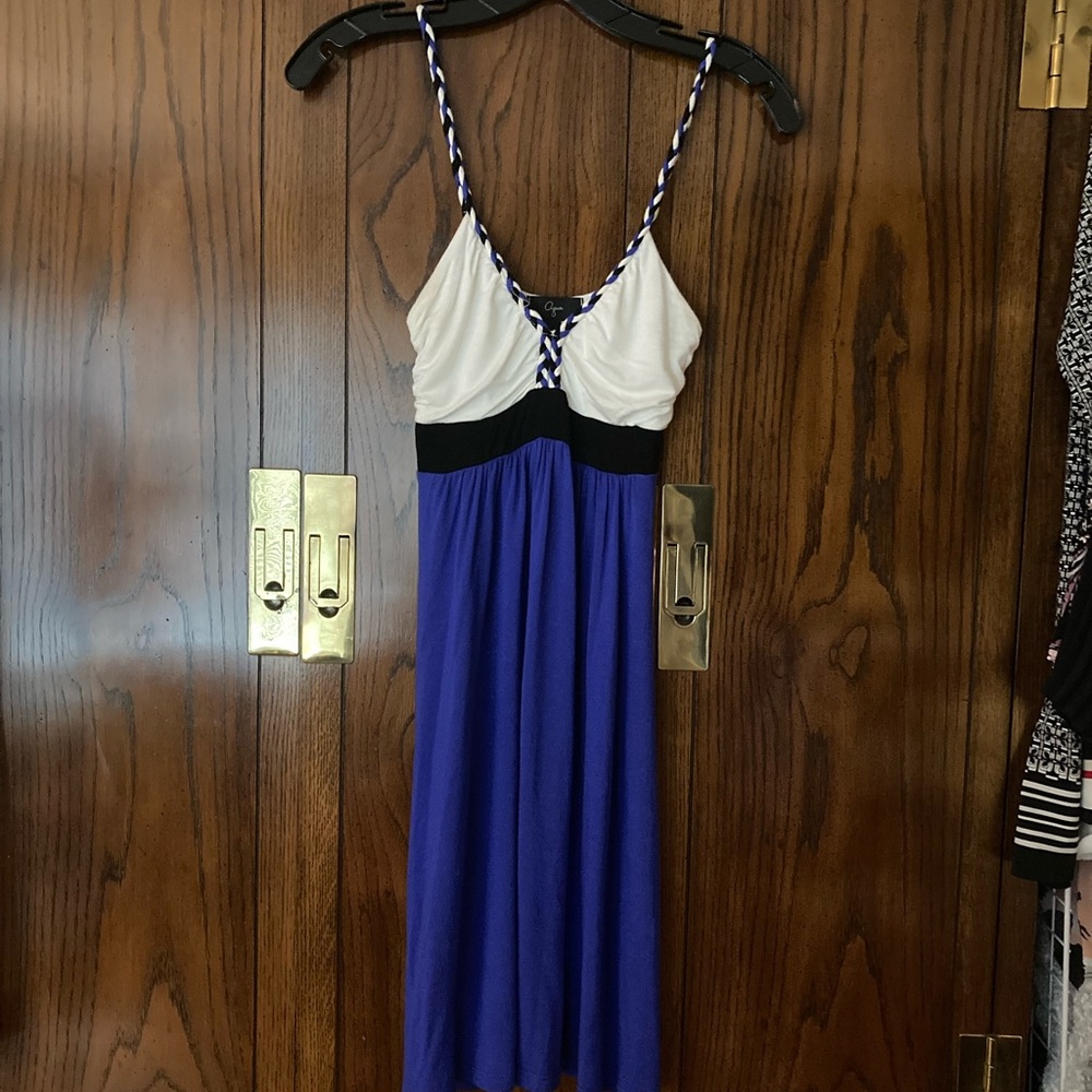 Aqua white and blue braided dress